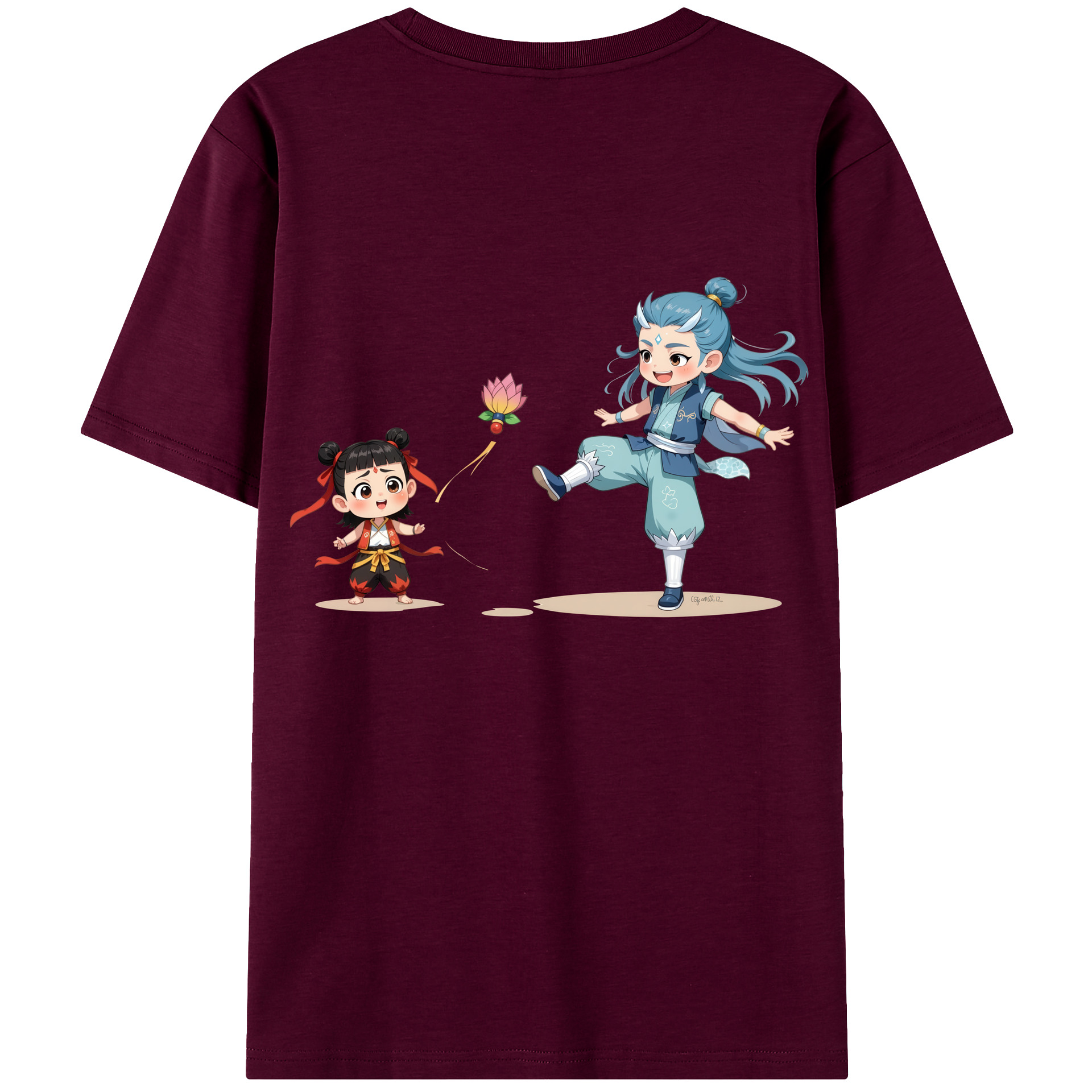 （画像用） Ne Zha 2 ナタ 魔童の大暴れ レディース半袖Tシャツ(バックプリント)